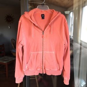 🎉 Gap Coral Distressed Zip-up Sweatshirt w/Hood